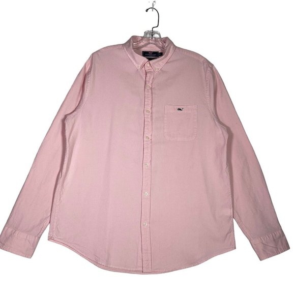 Vineyard Vines Mens Button Down Shirt Size L Pink Long Sleeve Slim Fit Tucker - Picture 1 of 9